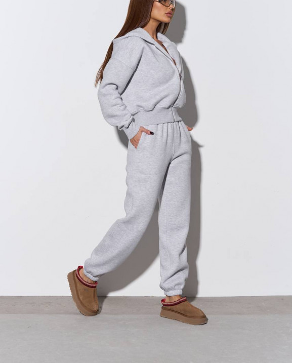 0705 спортивний костюм на флісі кофта на блискавці з капюшоном зі штанами на резинці